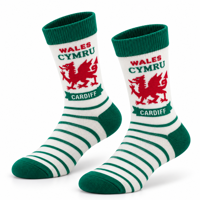 Cardiff Dragon White Socks