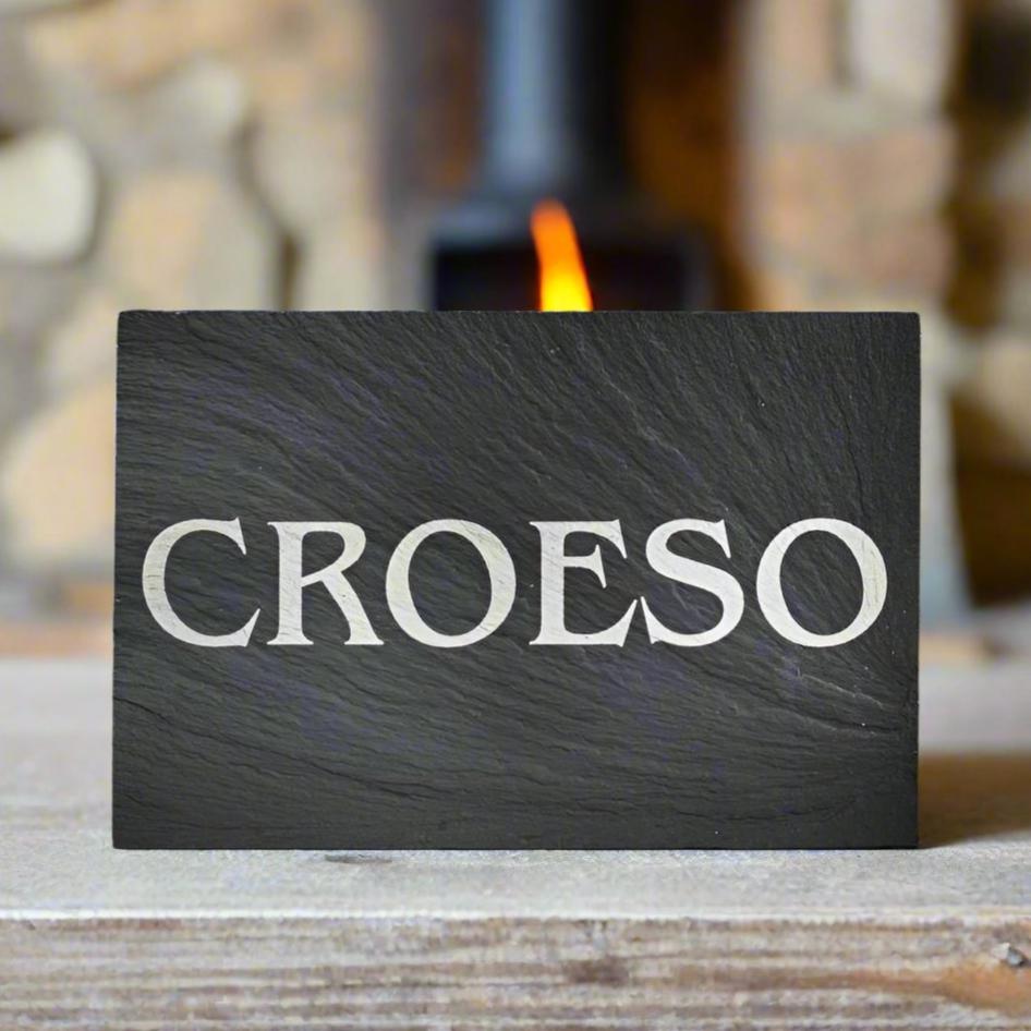 Croeso - Welcome | Welsh Slate Plaque