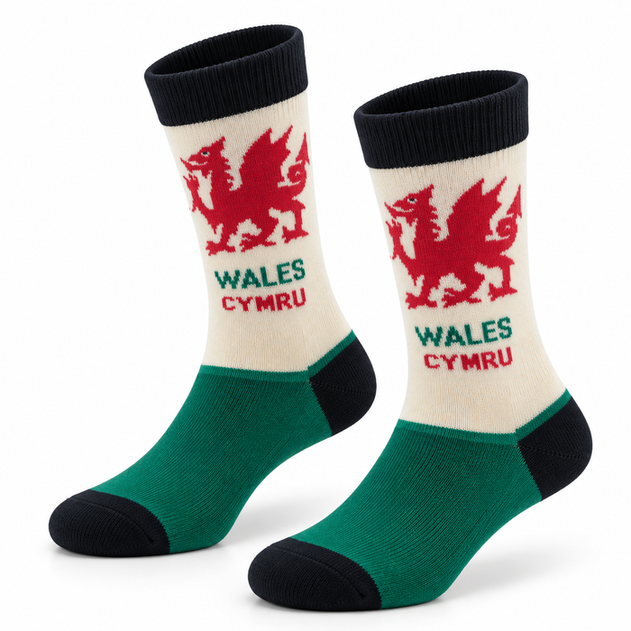 Welsh Dragon White Socks