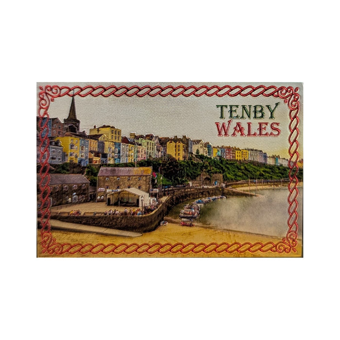 Wales Tenby Vintage Houses Foil Magnet