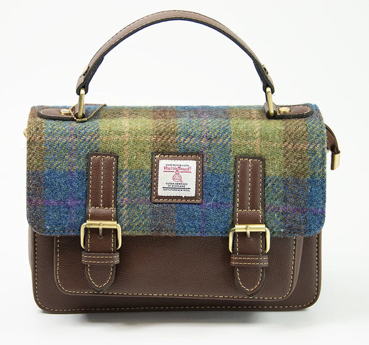 Harris Tweed Medium Satchel Bag 30 Brown | Authentic Handwoven Scottish Tweed Crossbody & Shoulder Bag | Durable, Stylish & Timeless Everyday Satchel for Work, Travel, Shopping & Classic Fashion Lovers