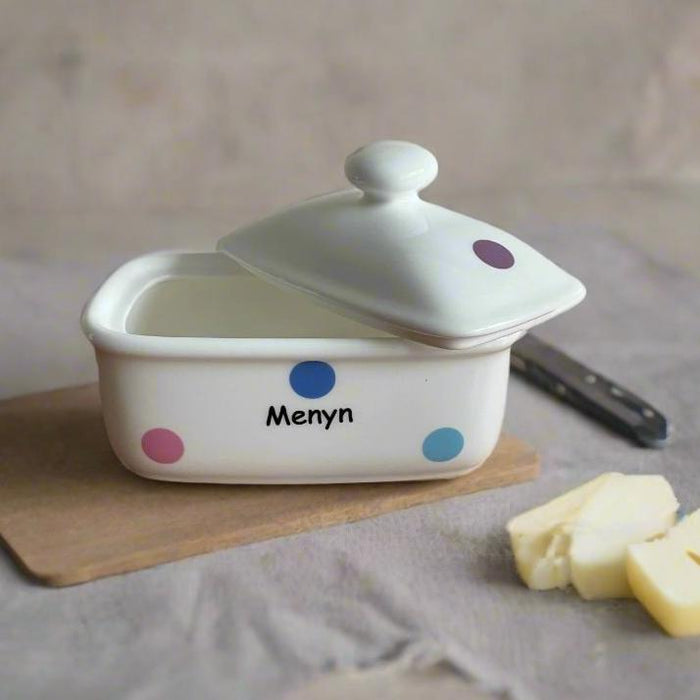 Menyn Welsh Pottery Butter Dish Spotty