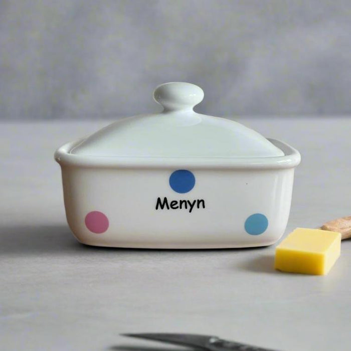 Menyn Welsh Pottery Butter Dish Spotty