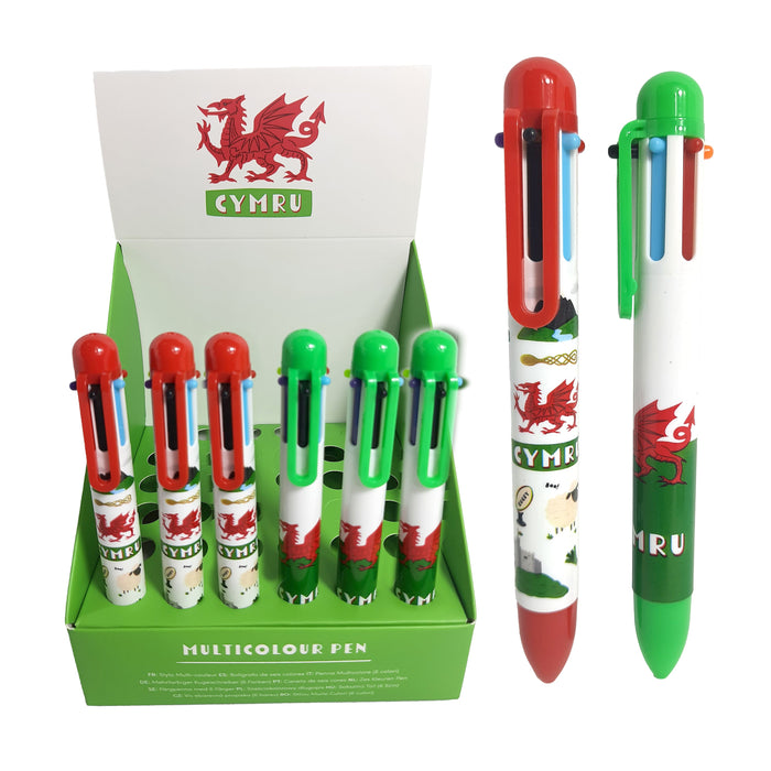 Welsh Dragon Wales (Cymru) Souvenir Multi Colour Pen (6 Colours)