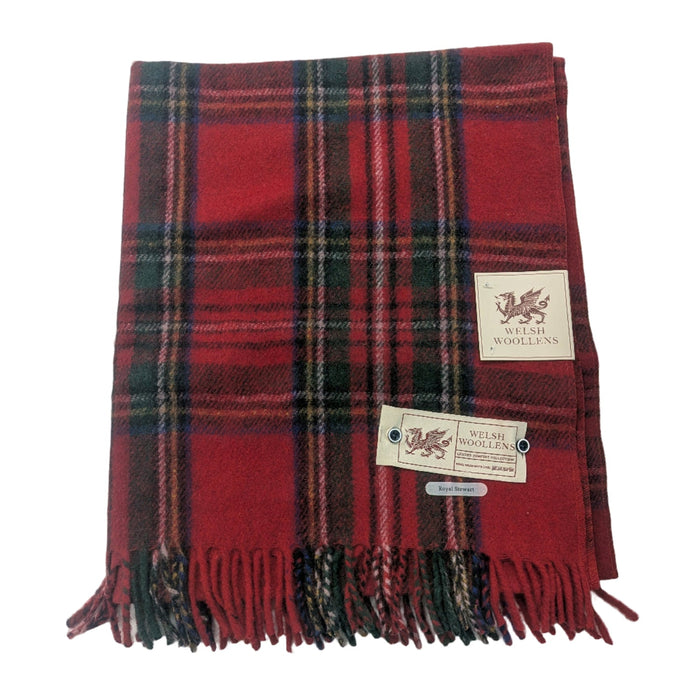 Welsh Woollens Wool Knee Blanket/Throw Stewart Royal Tartan
