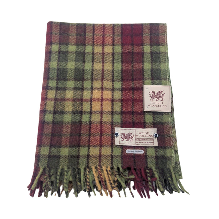 Welsh Woollens Wool Knee Blanket/Throw Stewart Buchanan Autumn Tartan