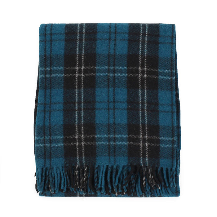 Welsh Woollens Recycled Wool Tartan Blanket Throw - Ramsay Blue