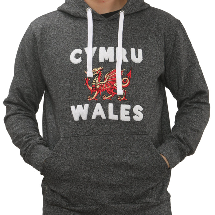 Black Towelling Marl Hoodie