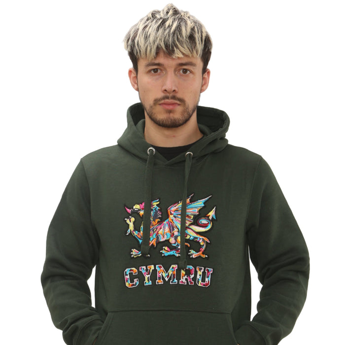 New Multi-Coloured Dragon Cymru Hoodie