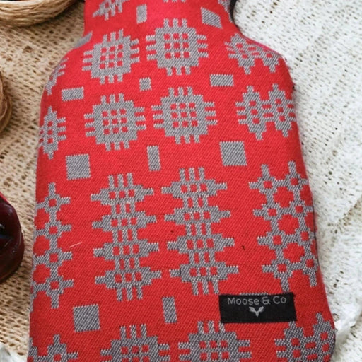 Red Welsh tapestry hot water bottle