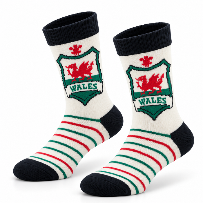 Welsh Shield White Socks