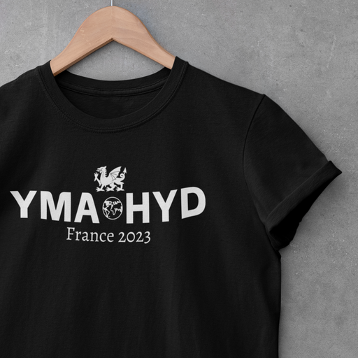 Ladies Yma o Hyd RWC 2023 T-Shirt BLACK