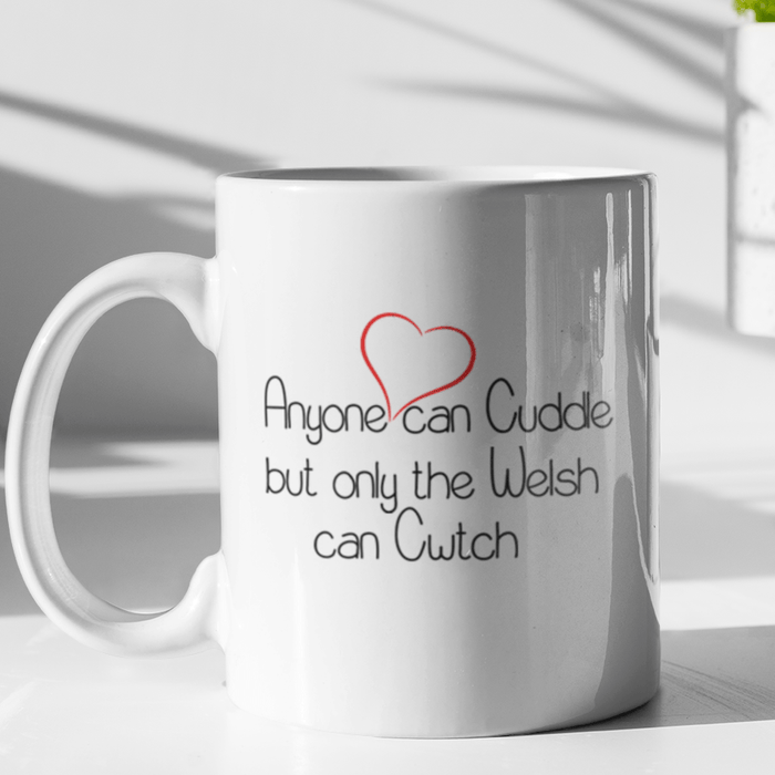 Anyone can cuddle and Cwtch - Large Hug Mug (Bone China) - Giftware Wales