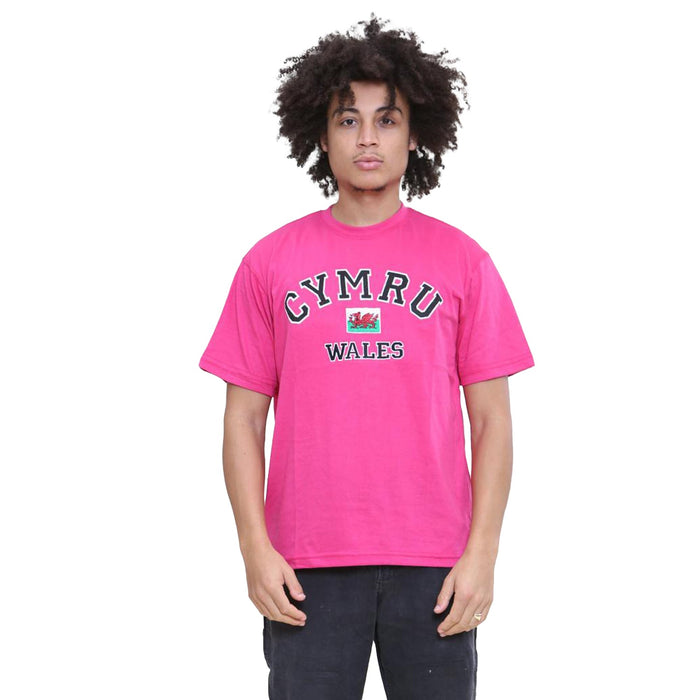Appliqué Cymru T-Shirt | Unisex Welsh Pride Tee with Embroidered Cymru Lettering | Soft & Durable Cotton Top for Rugby, Football, Festivals, St. David’s Day & Everyday Casual Wear