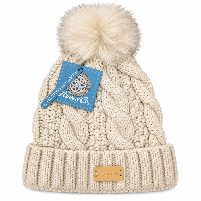 Aran Ladies Pom Pom Hat