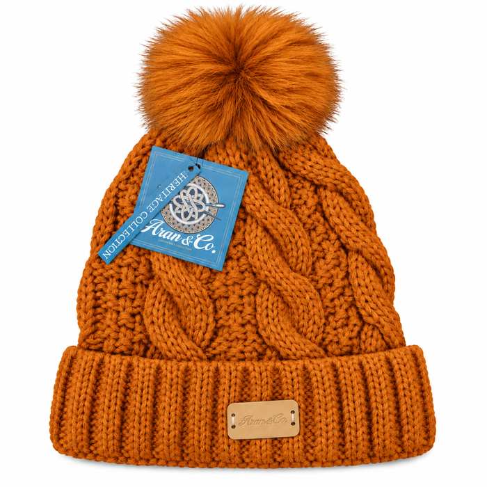 Aran Ladies Pom Pom Hat