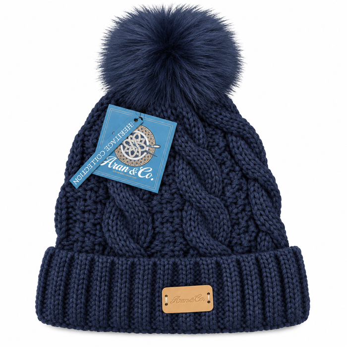 Aran Ladies Pom Pom Hat