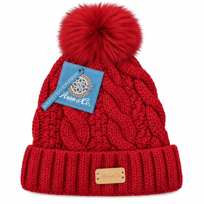 Aran Ladies Pom Pom Hat