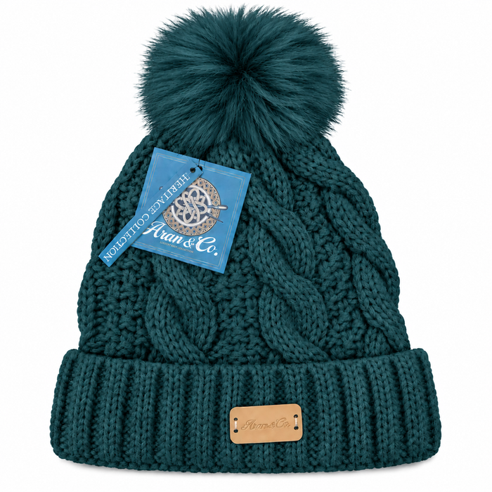Aran Ladies Pom Pom Hat