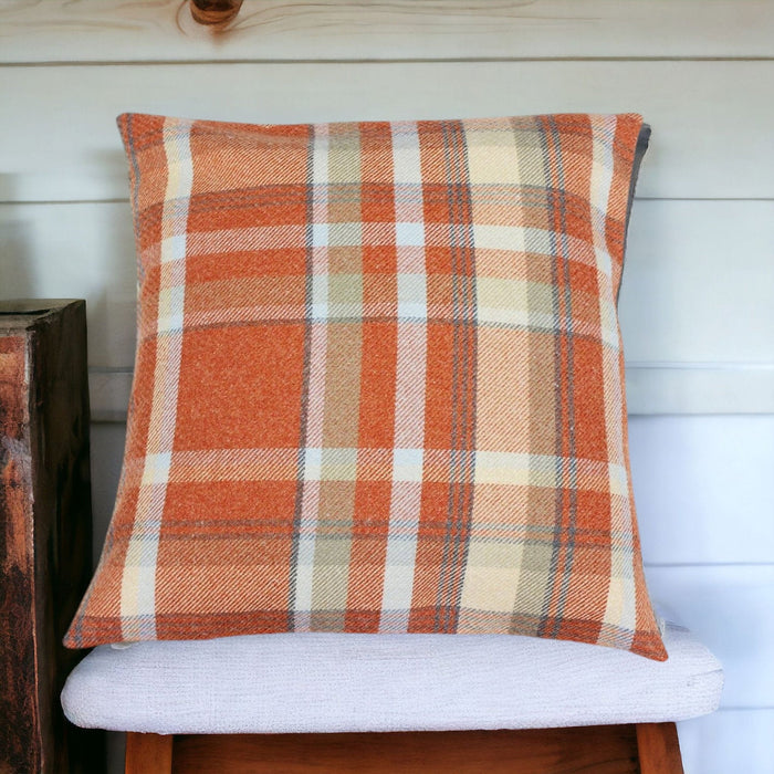 Balmoral Check wool Touch cushion Copper - Giftware Wales