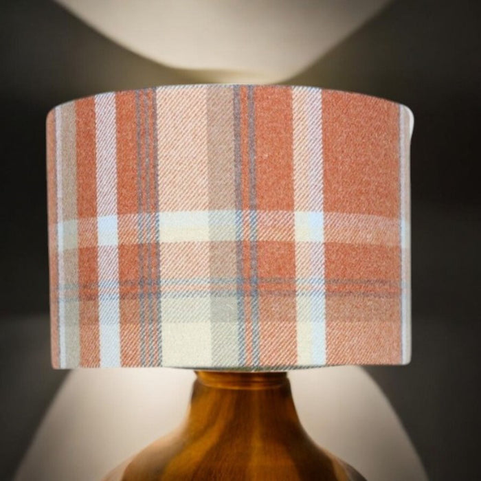 Balmoral Pattern Lamp Shade - Orange Check - Giftware Wales