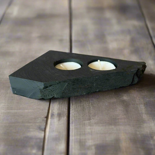 BARGAIN BASEMENT - Double Triangle Slate Tealight Holder - Giftware Wales