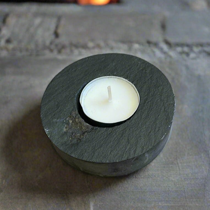 BARGAIN BASEMENT - Single Circle Slate Tealight Holder (SN) - Giftware Wales