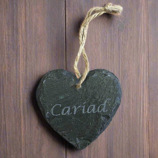 Bargain Basement Welsh Slate Heart Sign - Cariad - Giftware Wales