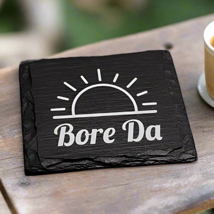 Bore Da Welsh Slate Coaster - Giftware Wales