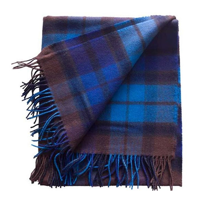 Welsh Woollens Recycled Wool Tartan Blanket Throw - Buchanan Blue