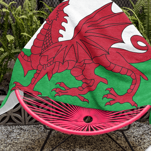 Budget Micro Fibre Beach Towel - Welsh Flag - Giftware Wales