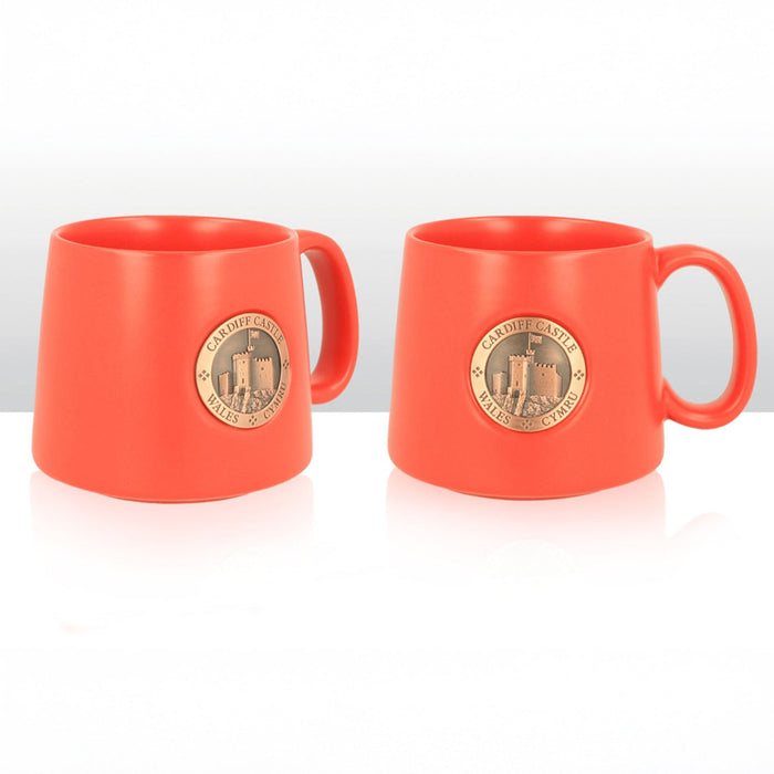 Cardiff Castle Metal Disc Red Tapered Mug 0012