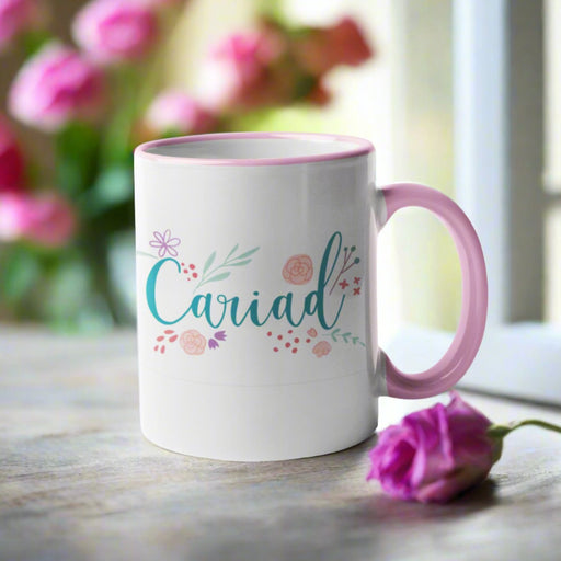 Cariad Floral Welsh Mug - Pink - Giftware Wales