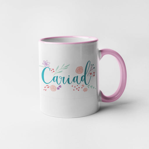 Cariad Floral Welsh Mug - Pink - Giftware Wales