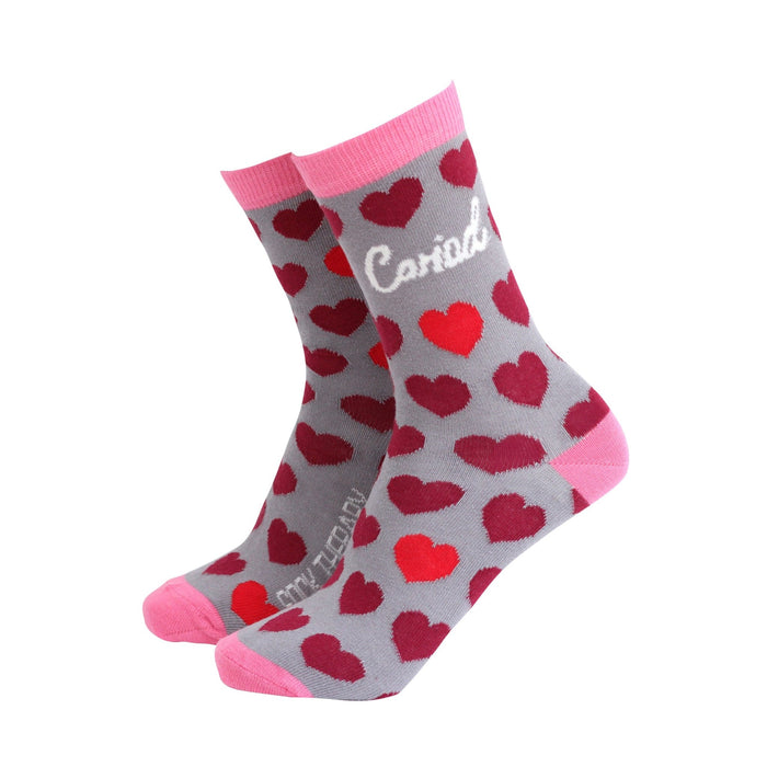 Cariad (Love) Heart - Womens Bamboo Socks - Giftware Wales