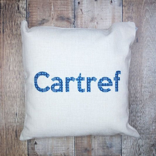 Cartref Home Welsh Cushion - Linen Effect - Giftware Wales