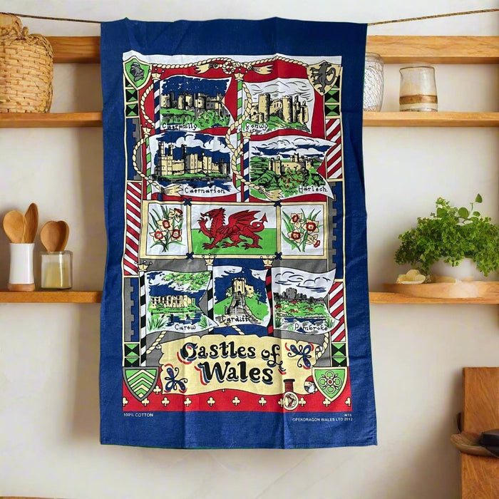 Catles of Wales Tea Towel - Giftware Wales