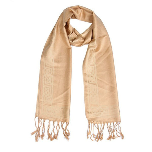 Celtic Border Slim Fashion Scarf - Camel - Giftware Wales