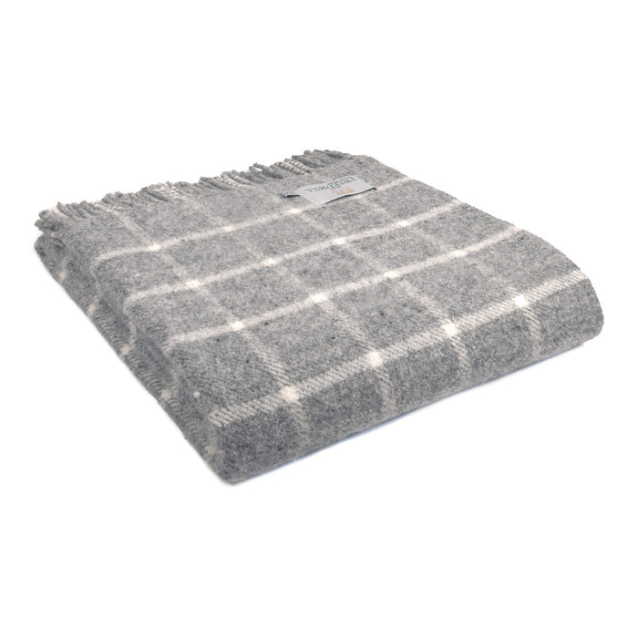 Chequered Check Grey - Pure New Wool Blanket by Tweedmill®