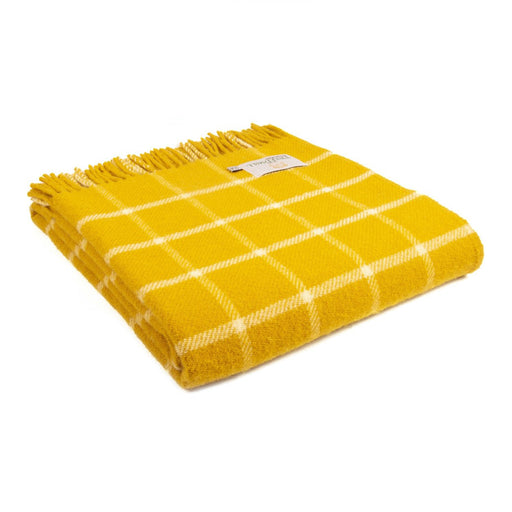 Chequered Check Yellow - Pure New Wool Blanket by Tweedmill® - Giftware Wales