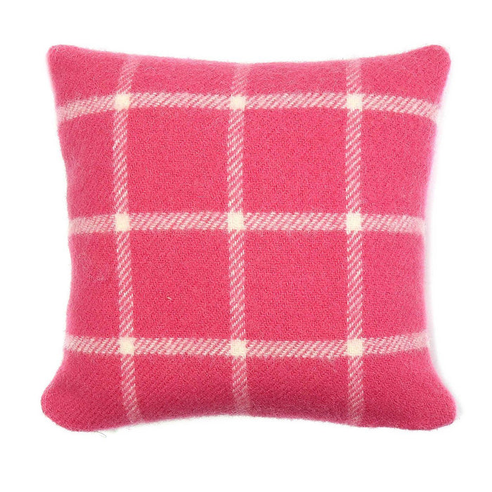 Chequered Pink Cushion - Pure New Wool by Tweedmill® - Giftware Wales