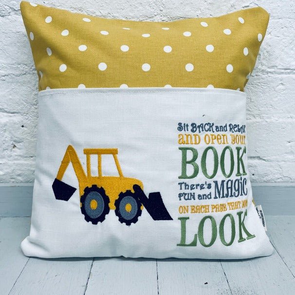 Children's Digger Book Holder Cushion - Lizzie® Sunflower - Giftware Wales