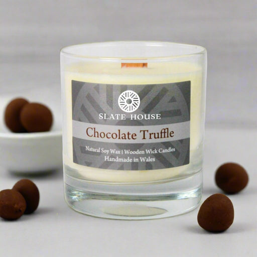 Chocolate Truffle Soy - Wooden Wick Candle - Giftware Wales