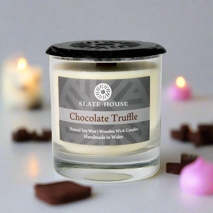 Chocolate Truffle Soy - Wooden Wick Candle - Giftware Wales