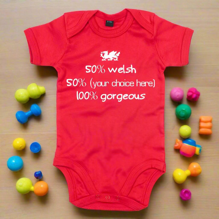 Choose Your Own - 50% Welsh 50% ? 100% Gorgeous Baby Grow - Giftware Wales