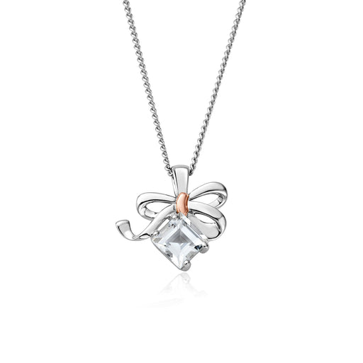 Clogau Christmas Bow Silver Pendant - Giftware Wales