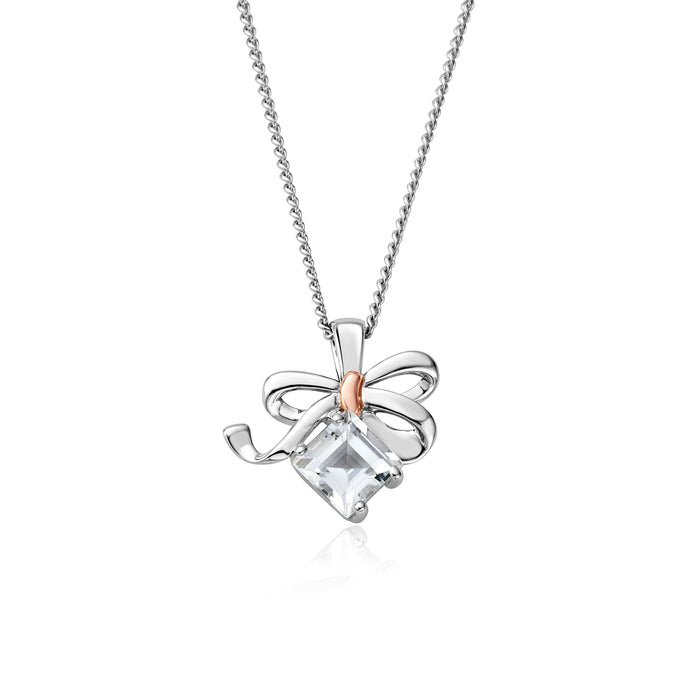 Clogau Christmas Bow Silver Pendant - Giftware Wales