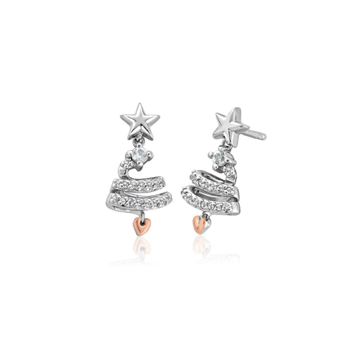 Clogau Christmas Tree Silver Drop Earrings - Giftware Wales