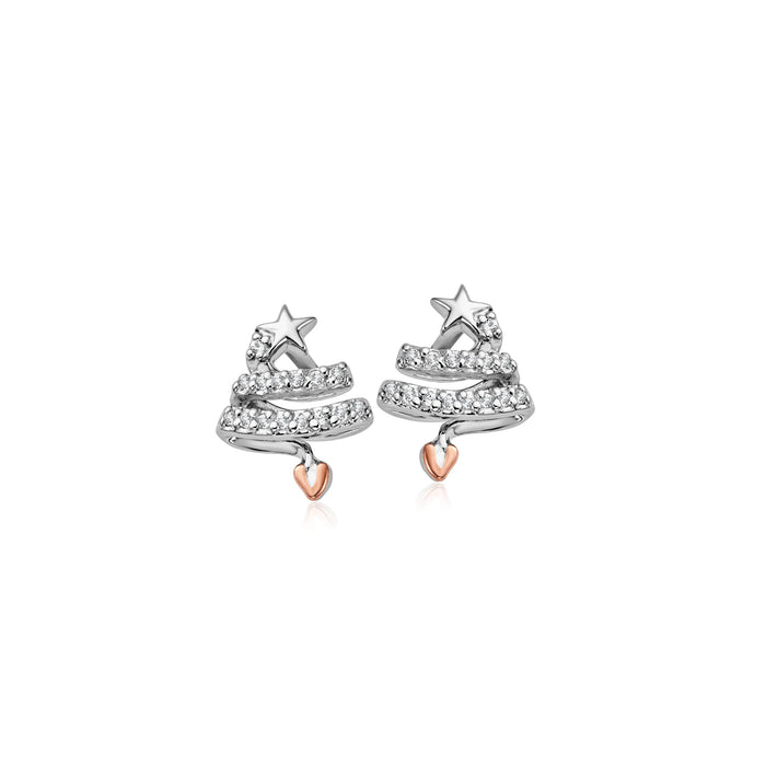 Clogau Christmas Tree Silver Stud Earrings - Giftware Wales