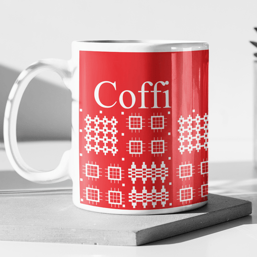 Coffi Mug - Welsh Tapestry Red Design - Giftware Wales